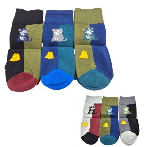 Pack 3 calcetines gatos y queso