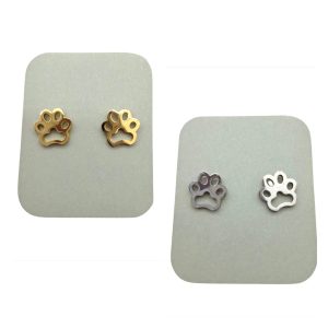 Pendientes huellas de gato acero