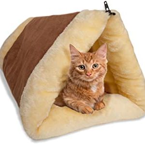 Cama para gatos con túnel de lana, colchón interior y pirámide