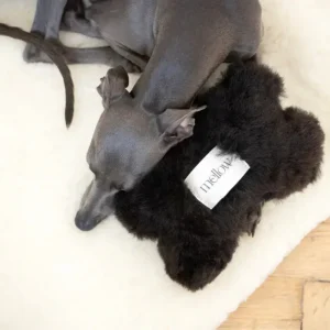 Juguete Hueso para Perros de Piel de Oveja Natural – Ecológico, Seguro y Duradero - Negro