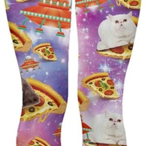 Legging de gatos espaciales con naves y pizza, Talla Small – CowCow