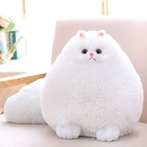 Muñeco de gato blanco y peludo sentado esponjoso – Winsterch