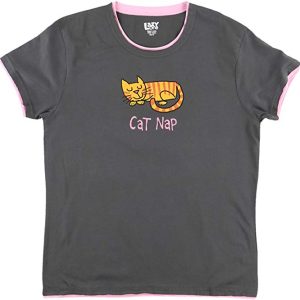 Pijama Polo manga corta gris y rosa gato naranja – Lazy One