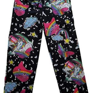Pijama pantalón negro con arcoiris y gatos, talla M, Unisex – Top Drawer