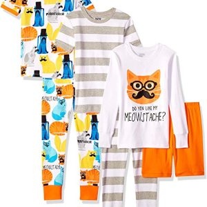 Pijama de gatitos para niños y niñas de 6 piezas de algodón, talla 4T – Spotted Zebra