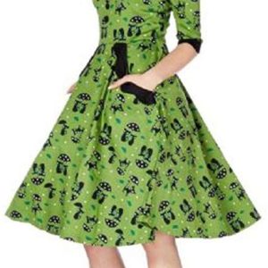 Vestido verde y gatos negros vintage – Voodoo Vixen